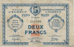 2 Francs FRANCE regionalism and various Elbeuf 1920 JP.055.20 VF-