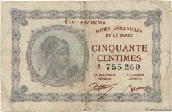 50 Centimes MINES DOMANIALES DE LA SARRE FRANCIA  1919 VF.50.01 q.MB