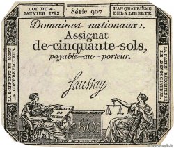 50 Sols FRANCE  1792 Ass.26a VF