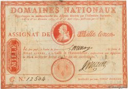 1000 Livres sans coupons FRANCE  1790 Ass.03b TB