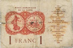 1 Franc MINES DOMANIALES DE LA SARRE FRANCIA  1919 VF.51.01 q.B