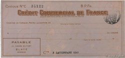 Francs FRANCE régionalisme et divers Blaye 1933 DOC.Chèque SUP
