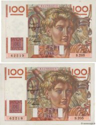 100 Francs JEUNE PAYSAN Consécutifs FRANCE  1947 F.28.15 XF+