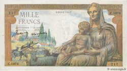 1000 Francs DÉESSE DÉMÉTER FRANCE  1942 F.40.05 VF