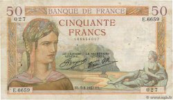 50 Francs CÉRÈS modifié FRANCE  1937 F.18.01