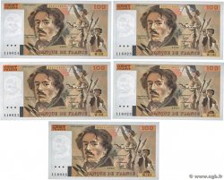 100 Francs DELACROIX modifié Consécutifs FRANCE  1985 F.69.09 UNC-