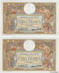100 Francs LUC OLIVIER MERSON grands cartouches Consécutifs FRANCIA  1929 F.24.08 q.AU