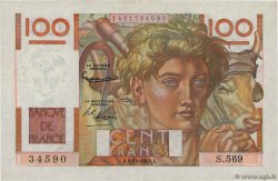 100 Francs JEUNE PAYSAN FRANCE  1953 F.28.40 XF-