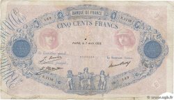 500 Francs BLEU ET ROSE FRANKREICH  1928 F.30.31 SGE