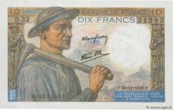 10 Francs MINEUR FRANCE  1942 F.08.06