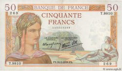 50 Francs CÉRÈS modifié FRANCE  1939 F.18.22 VF+