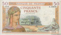 50 Francs CÉRÈS modifié FRANCE  1940 F.18.40 TTB