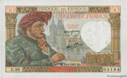 50 Francs JACQUES CŒUR FRANKREICH  1941 F.19.05