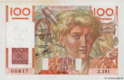 100 Francs JEUNE PAYSAN FRANCE  1947 F.28.13 UNC-