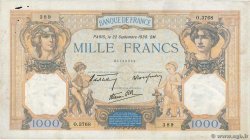 1000 Francs CÉRÈS ET MERCURE type modifié FRANKREICH  1938 F.38.27 fSS