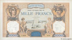 1000 Francs CÉRÈS ET MERCURE type modifié FRANCE  1938 F.38.30 VF+