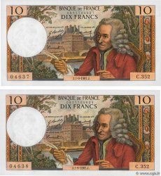 10 Francs VOLTAIRE Consécutifs FRANCE  1967 F.62.28 UNC