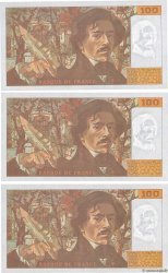 100 Francs DELACROIX imprimé en continu Consécutifs FRANKREICH  1993 F.69bis.05 ST