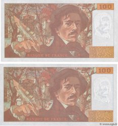 100 Francs DELACROIX imprimé en continu Consécutifs FRANCIA  1993 F.69bis.07 FDC