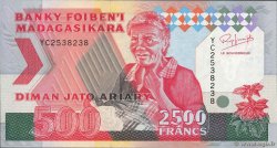 2500 Francs - 500 Ariary MADAGASCAR  1988 P.072Aa