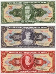 1, 5, 10 Centavos sur 10, 50, 100 Cruzeiros Lot BRÉSIL  1966 P.LOT NEUF