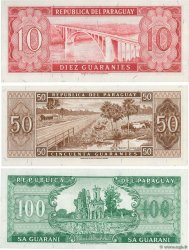 10, 50 et 100 Guaranies Lot PARAGUAY  1963 P.LOT UNC