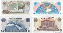 5, 10, 20 et 50 Shillings Lot OUGANDA  1973 P.5A au P.08c pr.NEUF