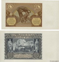 10 et 20 Zlotych Lot POLOGNE  1940 P.094 et P.095 pr.NEUF