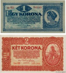 1 et 2 Korona Lot HONGRIE  1920 P.057 et P.058 NEUF