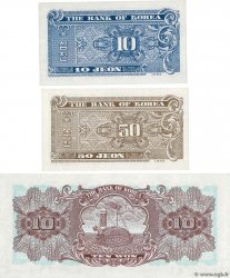 10, 50 Jeon et 10 Won Lot COREA DEL SUR  1962 P.28a, P.29a et P.33e FDC