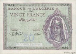 20 Francs ALGÉRIE  1942 P.092a TTB+