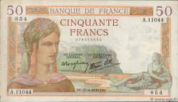 50 Francs CÉRÈS modifié FRANKREICH  1939 F.18.31