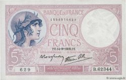 5 Francs FEMME CASQUÉE modifié FRANCIA  1939 F.04.08 FDC