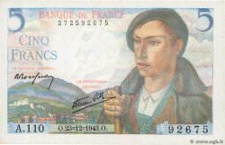 5 Francs BERGER FRANCIA  1943 F.05.05