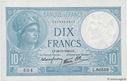 10 Francs MINERVE modifié FRANCIA  1940 F.07.22 AU+