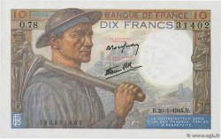 10 Francs MINEUR FRANCIA  1944 F.08.11 FDC