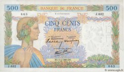 500 Francs LA PAIX FRANKREICH  1940 F.32.04 fVZ