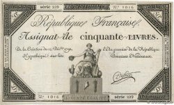 50 Livres FRANCE  1792 Ass.39a VF
