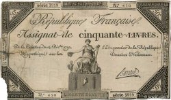 50 Livres FRANKREICH  1792 Ass.39a