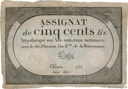500 Livres FRANCIA  1794 Ass.47a BB