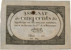 500 Livres FRANKREICH  1794 Ass.47a