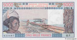 5000 Francs WEST AFRIKANISCHE STAATEN  1981 P.208Be ST