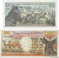 100 et 500 Francs Lot RWANDA  1978 P.12a et P.13a AU