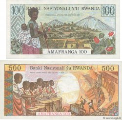 100 et 500 Francs Lot RWANDA  1978 P.12a et P.13a AU