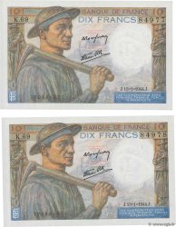 10 Francs MINEUR Consécutifs FRANCIA  1944 F.08.10