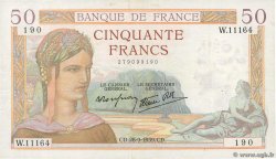 50 Francs CÉRÈS modifié FRANCE  1939 F.18.32 VF-