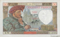 50 Francs JACQUES CŒUR FRANCIA  1941 F.19.09 q.AU