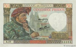 50 Francs JACQUES CŒUR FRANKREICH  1941 F.19.08 fVZ