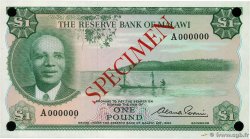 1 Pound Spécimen MALAWI  1964 P.03s q.FDC