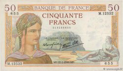 50 Francs CÉRÈS modifié FRANCIA  1940 F.18.39 SPL+